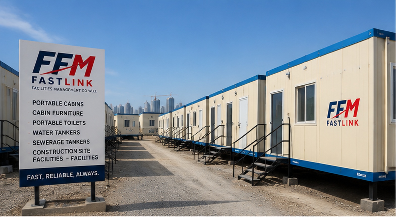 Fastlink portable cabins at construction site